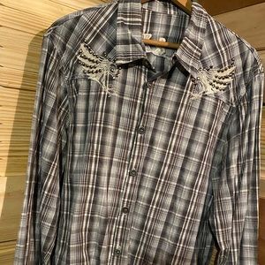 Elephant Brand by ELP Jeans - Rock & Track Embroidered Button Front Shirt - XL